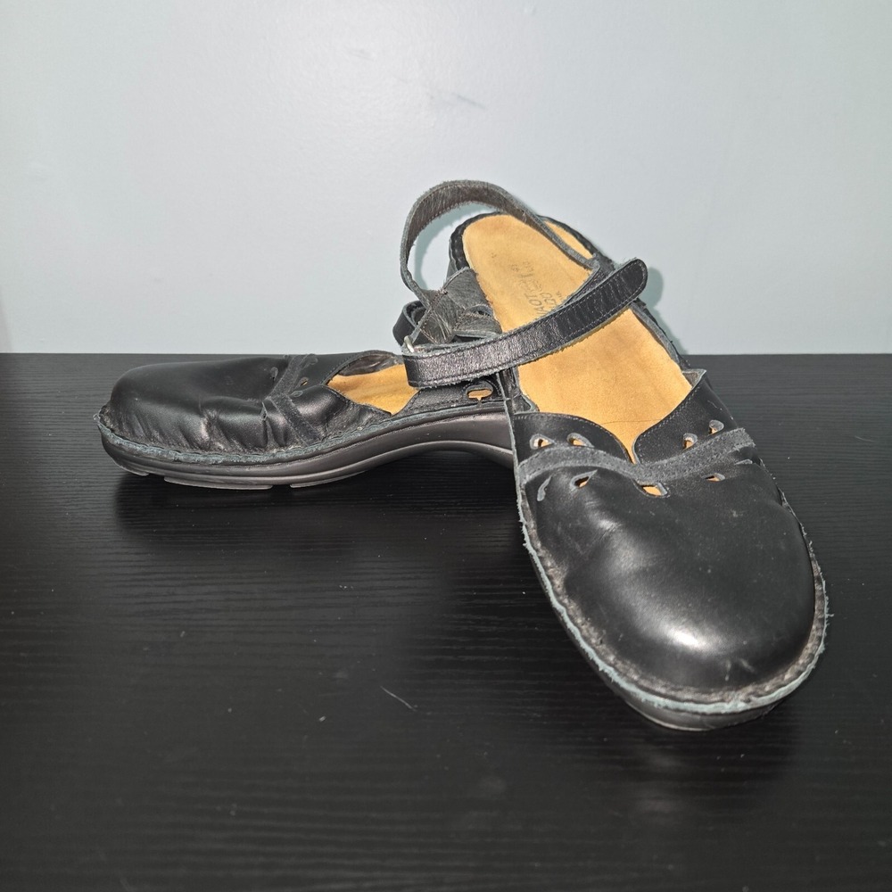 Naot Gardenia Mary Jane Sandals Womens Size 41 Black Leather Ankle Straps Shoes